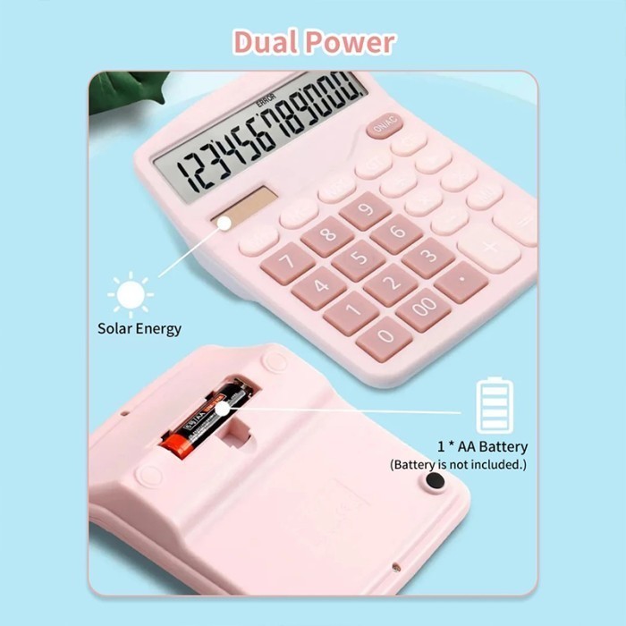 

ACEH.RQA 131226 Dual Solar Power Calculator 12 Digits LCD Display Student Exam Calculator For Office Home Supermarket Business Children Day Gifts