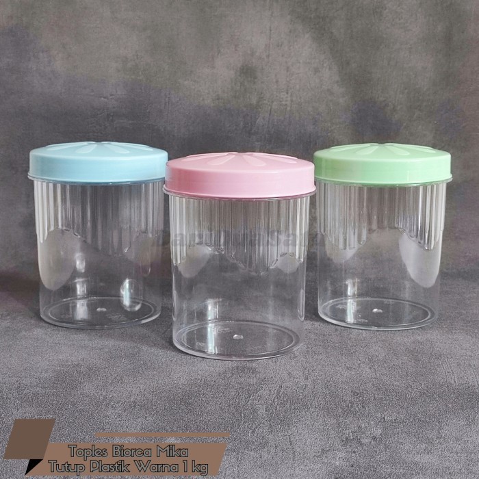 TOKOSANIA Toples Kue Kering Kacang Permen Aklirik Mika Tutup Plastik Drat 1 Kg