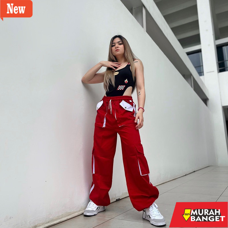 Celana cargo/Soft jeans wanita yg kekinian- Chimmyshopid - Plap Pocket Cargo | celana cargo | cargo 