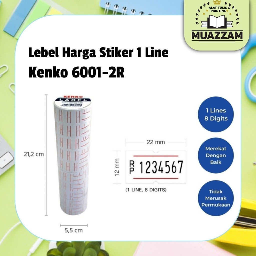 

Kenko Label Harga 1 Line 6001-2R isi 10