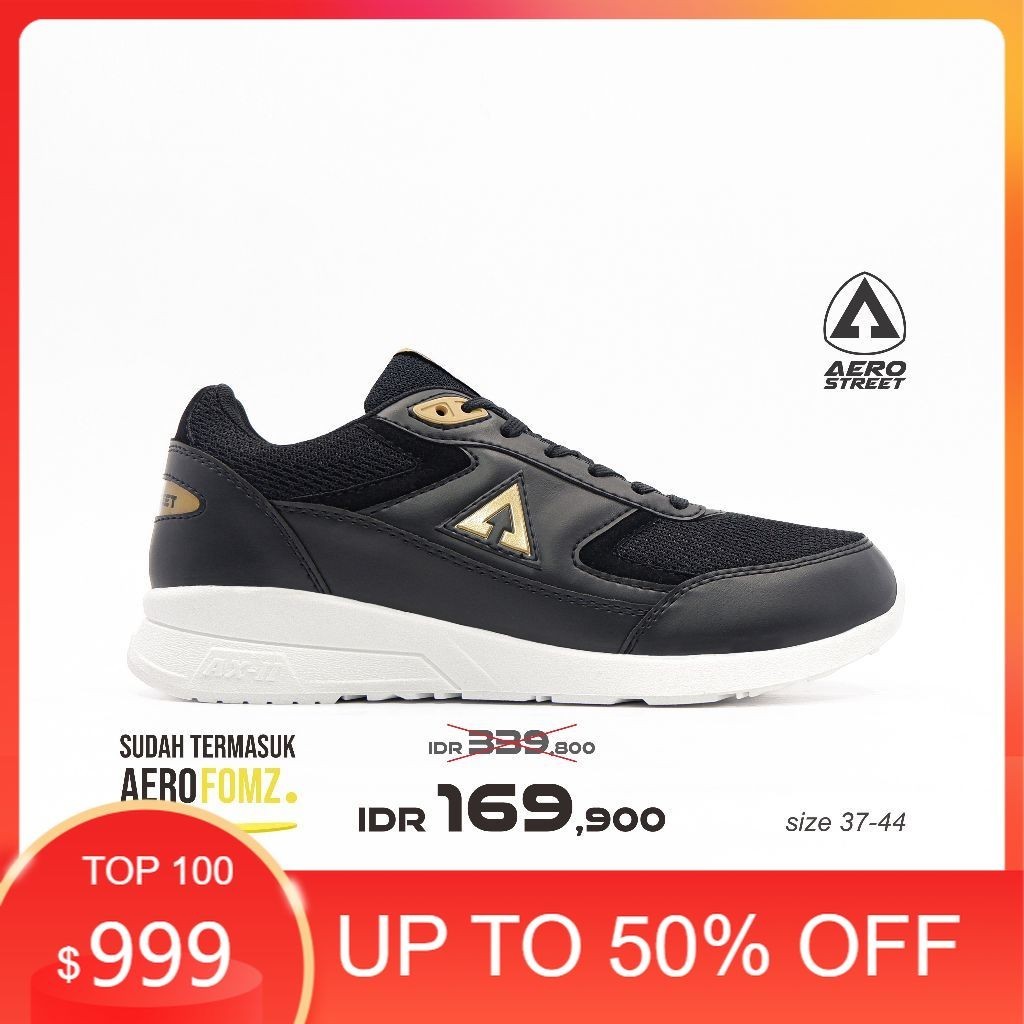 PREMIUM / Aerostreet 37-44 Osaka Putih Hitam Emas - Sepatu Sneakers Casual Pria Wanita Aero Street 2