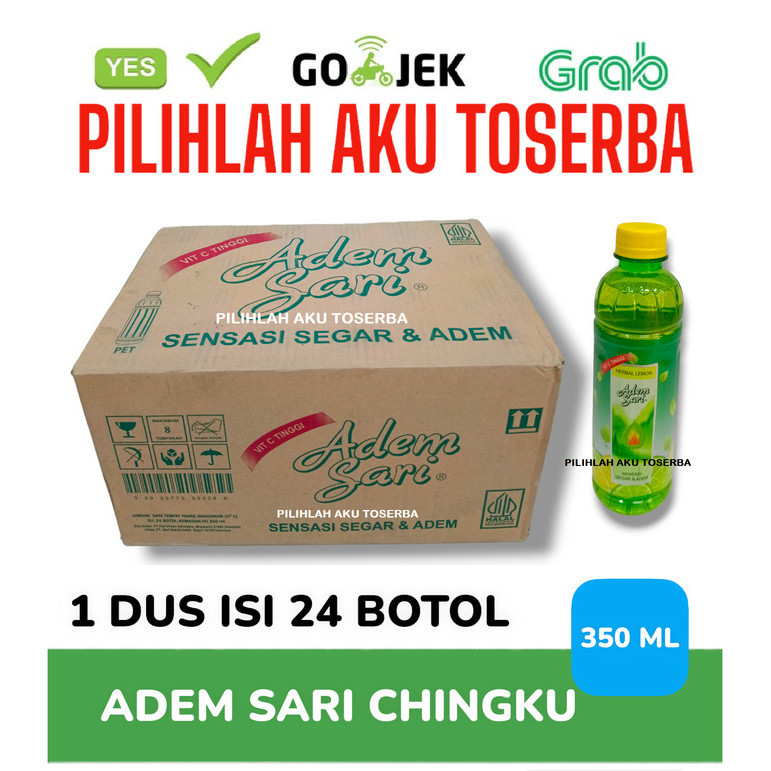 

ADEM SARI CHINGKU BOTOL Rasa LEMON HERBAL kemasan BOTOL 350 ml - ( HARGA 1 DUS ISI 24 BOTOL )