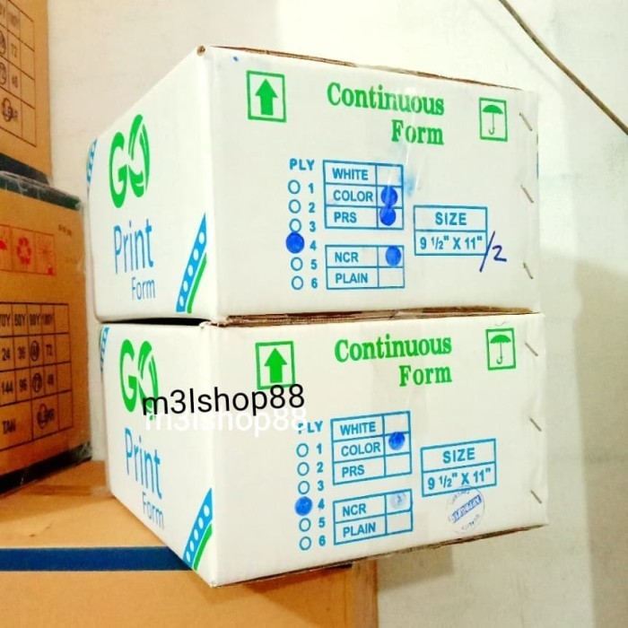 

promo ✨ -Kertas komputer /kertas print/continuous form 4 ply Go Print - bagi 2 PRS