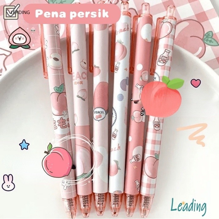 

0.5mm Gel Pena Lucu Kartun Persik Pena Alat Tulis-Le