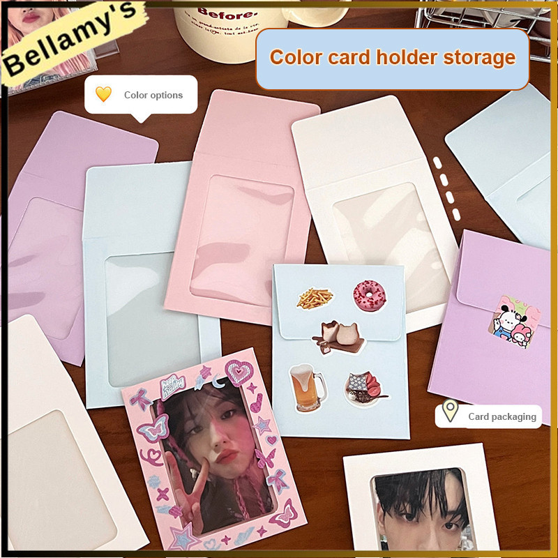 

Tempat Kartu Kertas Skema Warna Macaron Tas Amplop Warna-warni Tempat Kartu Transparan DIY
