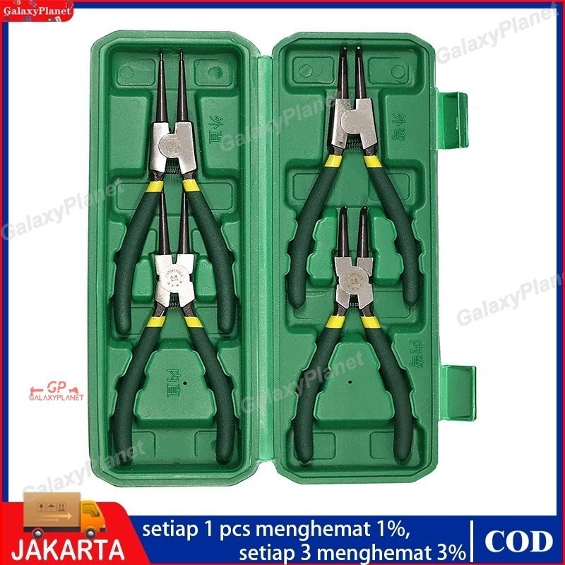 AZ21Y 4 pcs Tang Circlip tang snap ring set 7 Inch Set Tang Circlip Bengkok / Tang Penjepit Bengkok 