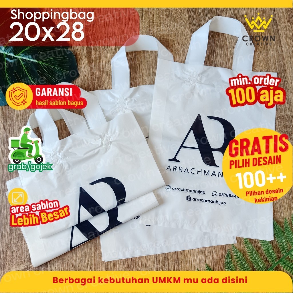 

20x28 (SABLON) PLASTIK SHOPPING BAG / PLASTIK HANDLE / SOFT HANDLE / PLASTIK TALI