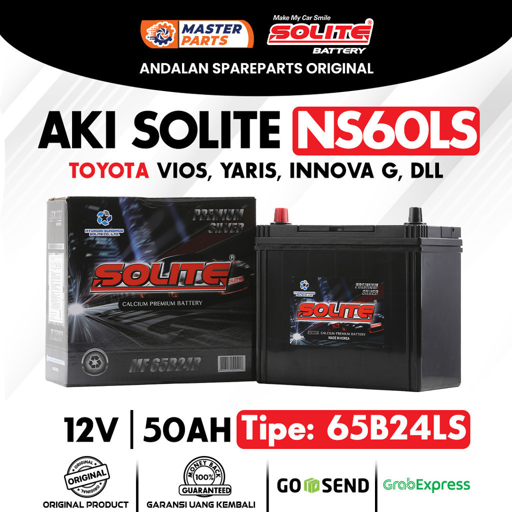 Aki Mobil Solite NS60LS 12V 50Ah Aki Kering