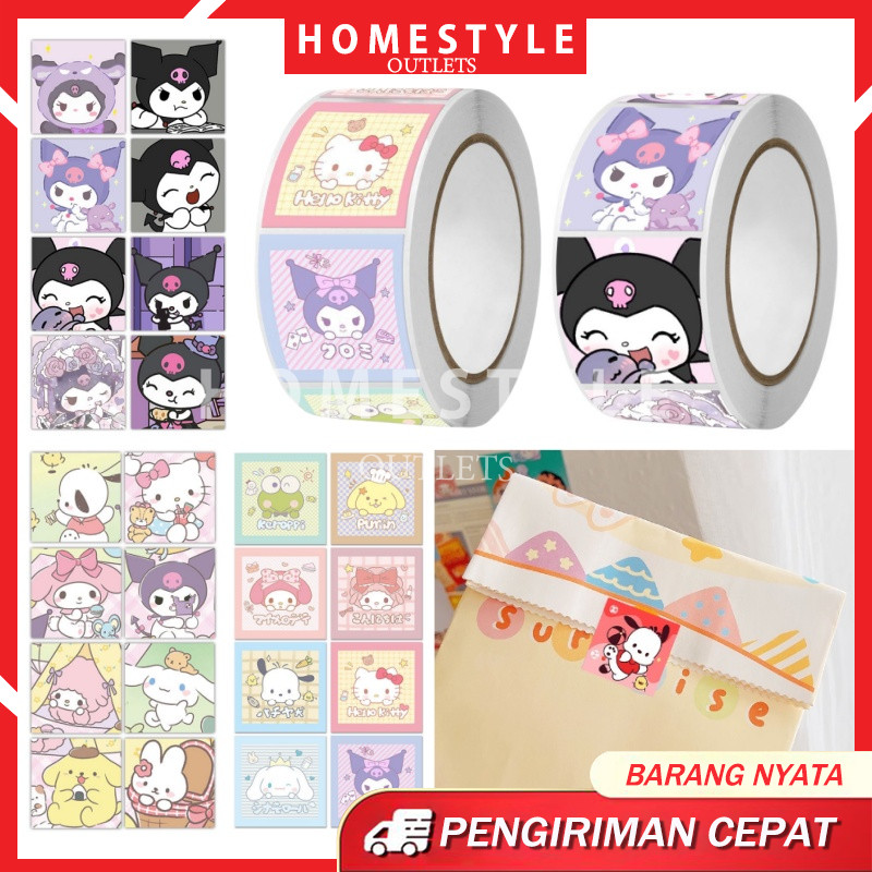 

1Rolls Sticker Sanrio Kuromi / Stiker Roll Label Lucu Isi Motif Cartoon / Stiker Roll Label Sanrio Tape Segel