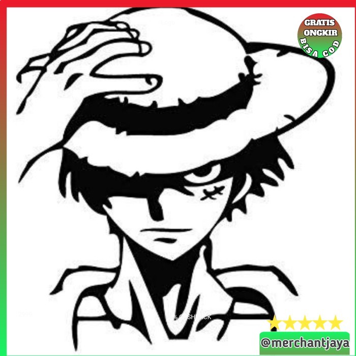 

Stiker Mobil Luffy One Piece Car Cutting Sticker KHUSUS MOBIL - Hitam, 10 Cm