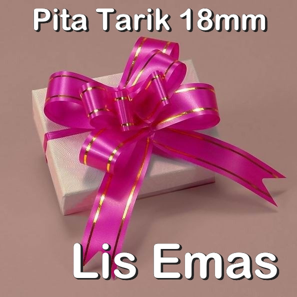 

1 PCS Pita Tarik 18mm Lis Emas Pita Serut Motif Hiasan Parcel Hampers Souvenir Pull Bow Lace 18mm Ribbon