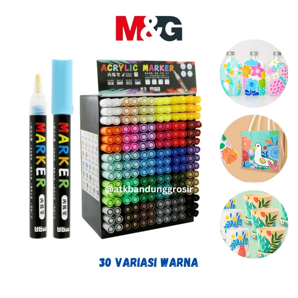 

ATK9 Acrylic Marker M&G 30 Pilihan Warna Spidol Marker Multifungsi Segala Permukaan Kaca Kayu
