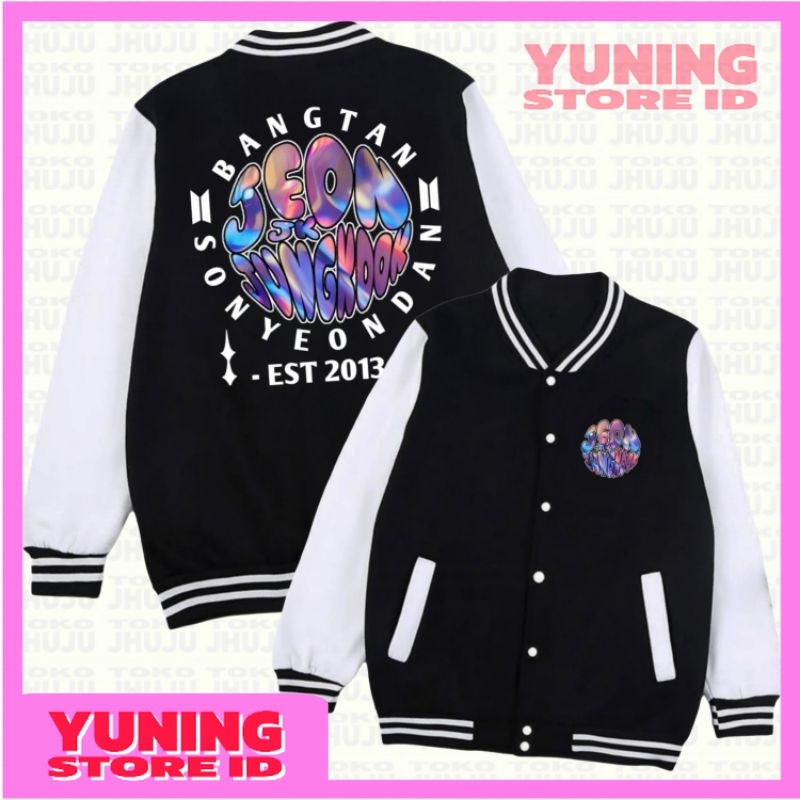YSID Jaket Varsity Bangtan Sonyeondan Jungkook Chrome Texture Streetwear DB