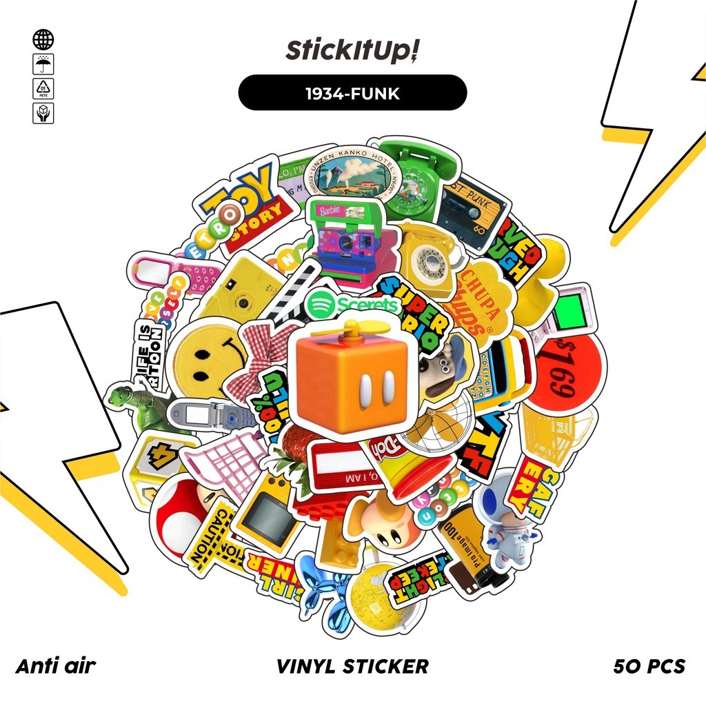 

COD✨ 50 Pcs Stiker FUNKY COLORED RETRO AESTHETIC MIX 01 Lucu Anti Air Untuk Dekorasi Notebook Sepeda Skateboard Handphone DIY