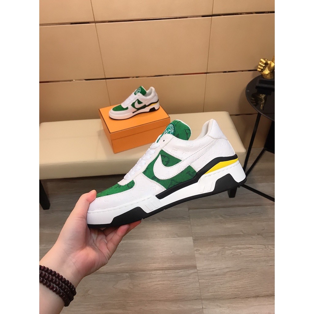 Louis Vuitton x Nike Air Force 1 Low Cut Stylish simplicity Casual Shoes Sneakers Men White Green