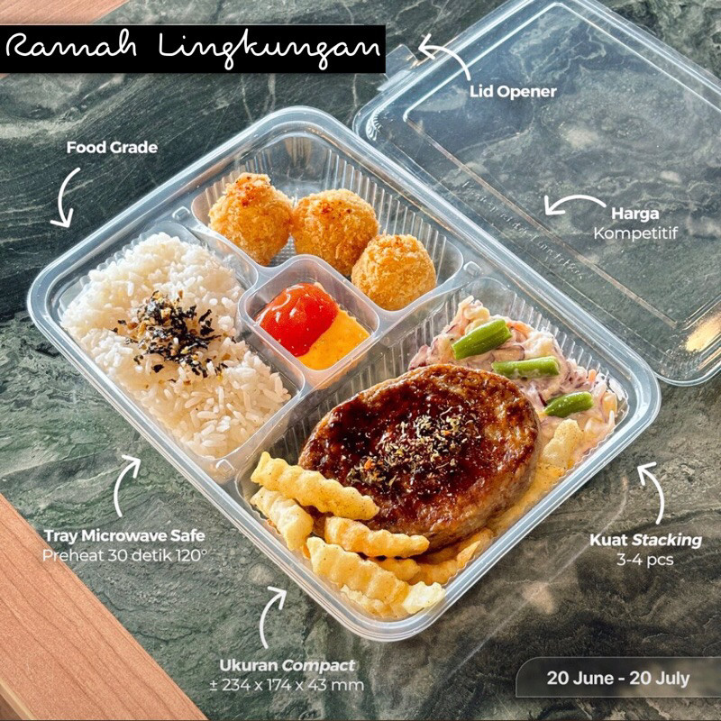 Kotak Makan Kemasan Takeaway ramah lingkungan Biodegradable Oxium 25 pcs - my packaging vplast [ COD