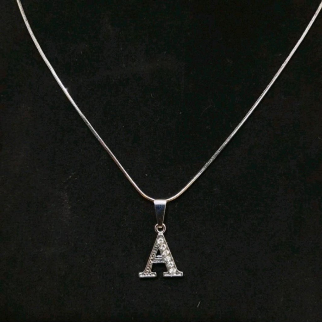 Kalung Titanium Huruf Anti Karat//Kalung Titanium Silver Huruf A sampai Z Anti Karat