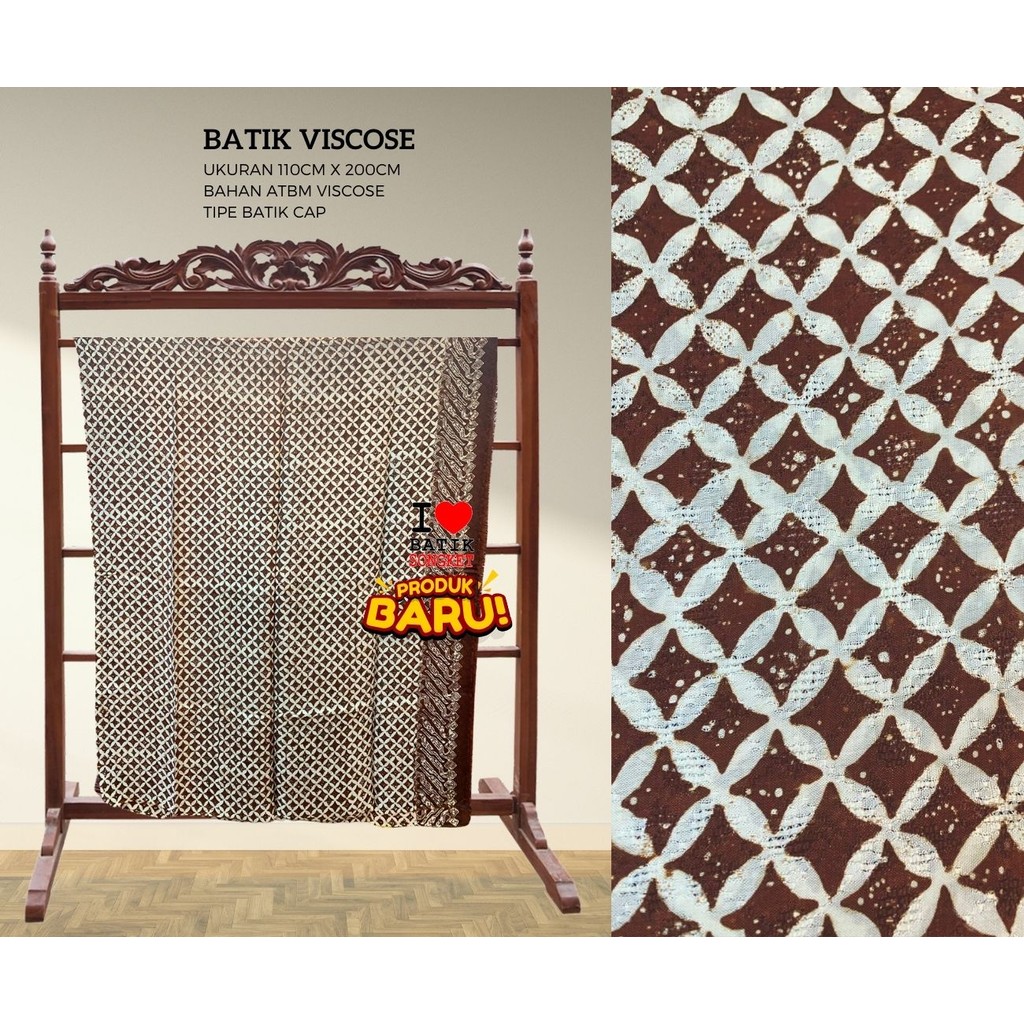 VISCOS PASTEL PARANG MOTIF 9 BAHAN KAIN BATIK VISCOSE VISKOS KAWUNG COKLAT KREM