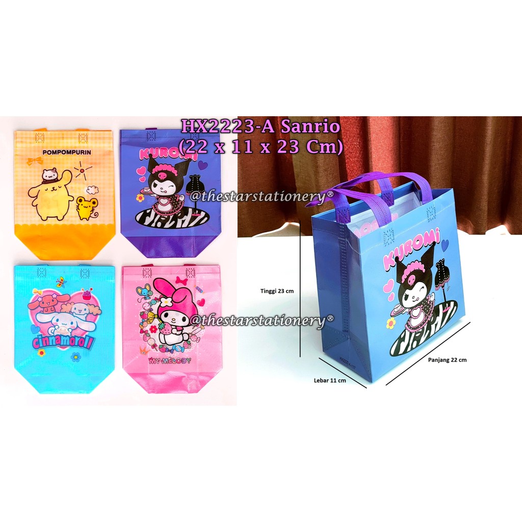 

(1 Biji) Tas Karung Sanrio HX2223-A Small 22*2*11 Cm / Goodie Bag Sanrio / Gift Bag Sanrio