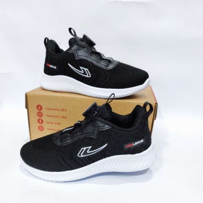 ✨READY✨ -NEW ERA Sepatu Sekolah Anak Laki Perempuan Kecil Tanggung Hitam Putih Tali Putar Be On Spin