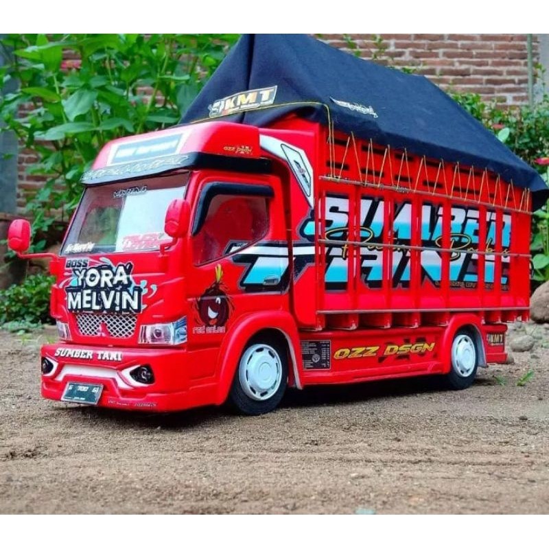COD miniatur truk oleng kayu asli permata agung merah asli oleng gasruk mainan anak kekinian