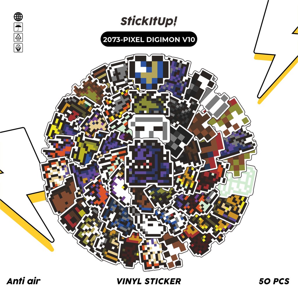 

COD✨ 50 Pcs Stiker Pack PIXEL DIGIMON V10 Lucu Aesthetic Vynil Waterproof untuk Freebies Sticker Buku Journal Casing HP Laptop