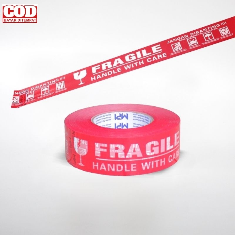 

Lakban Fragile Merah Handle With Care 300 yard x 48mm Isolasi Jangan Dibanting MPI