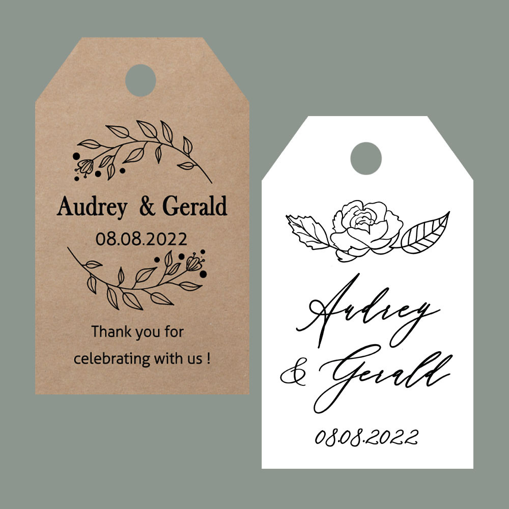 

100 PCS Custom Kraft Paper Tags,Hang Tag Wedding Favors Tags -Yor text name logo Perforated Tags Personalized