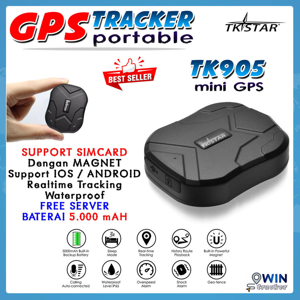 GPS TRACKER PORTABLE MINI GPS TK905 TKSTAR MAGNET JARAK JAUH TK915 TK918 ANTI MALING ORIGINAL
