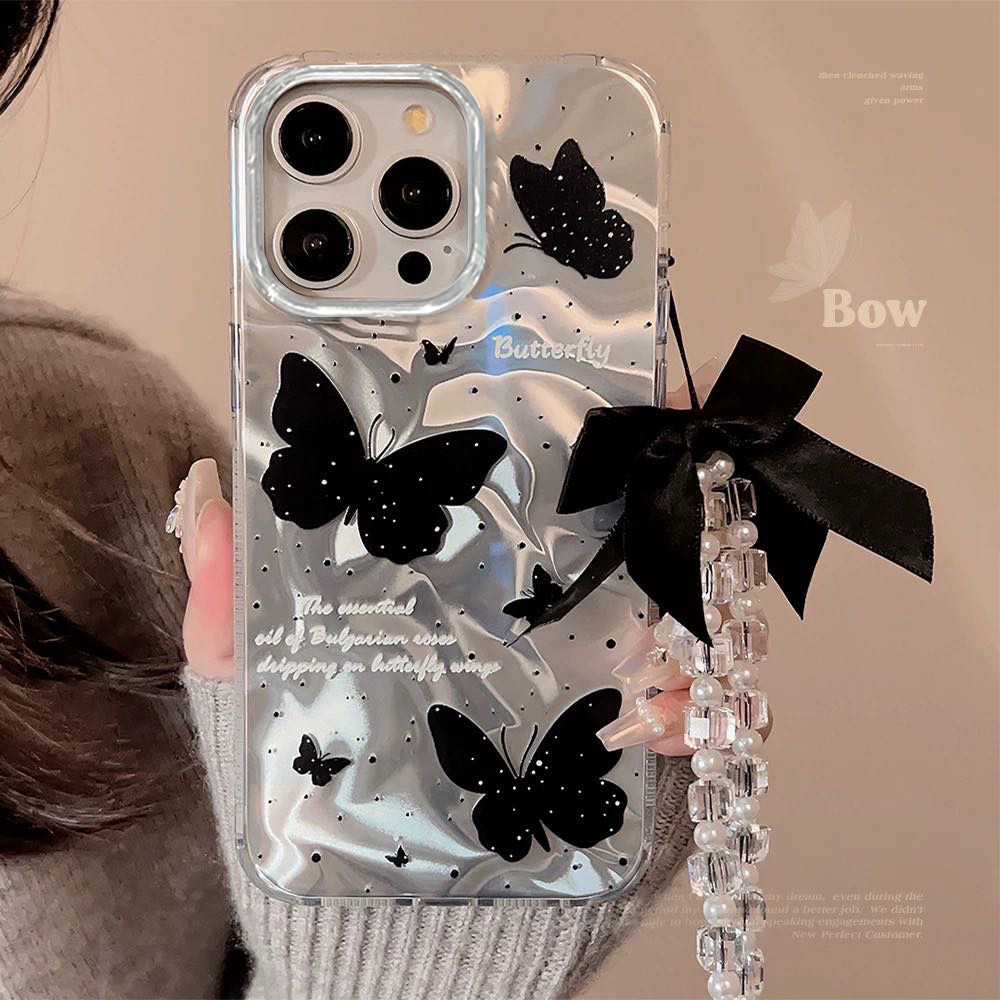Simple monogrammed heeled butterfly IMD Casing untuk Infinix Note 40 Pro Hot 40 Pro Smart 8 Pro 7 6 