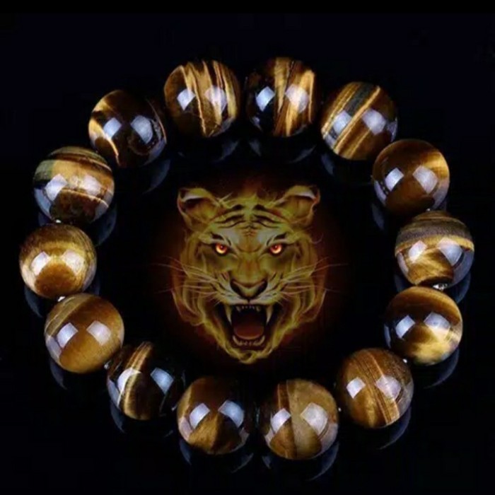 gelang batu akik tiger eye/biduri sepah 14mm