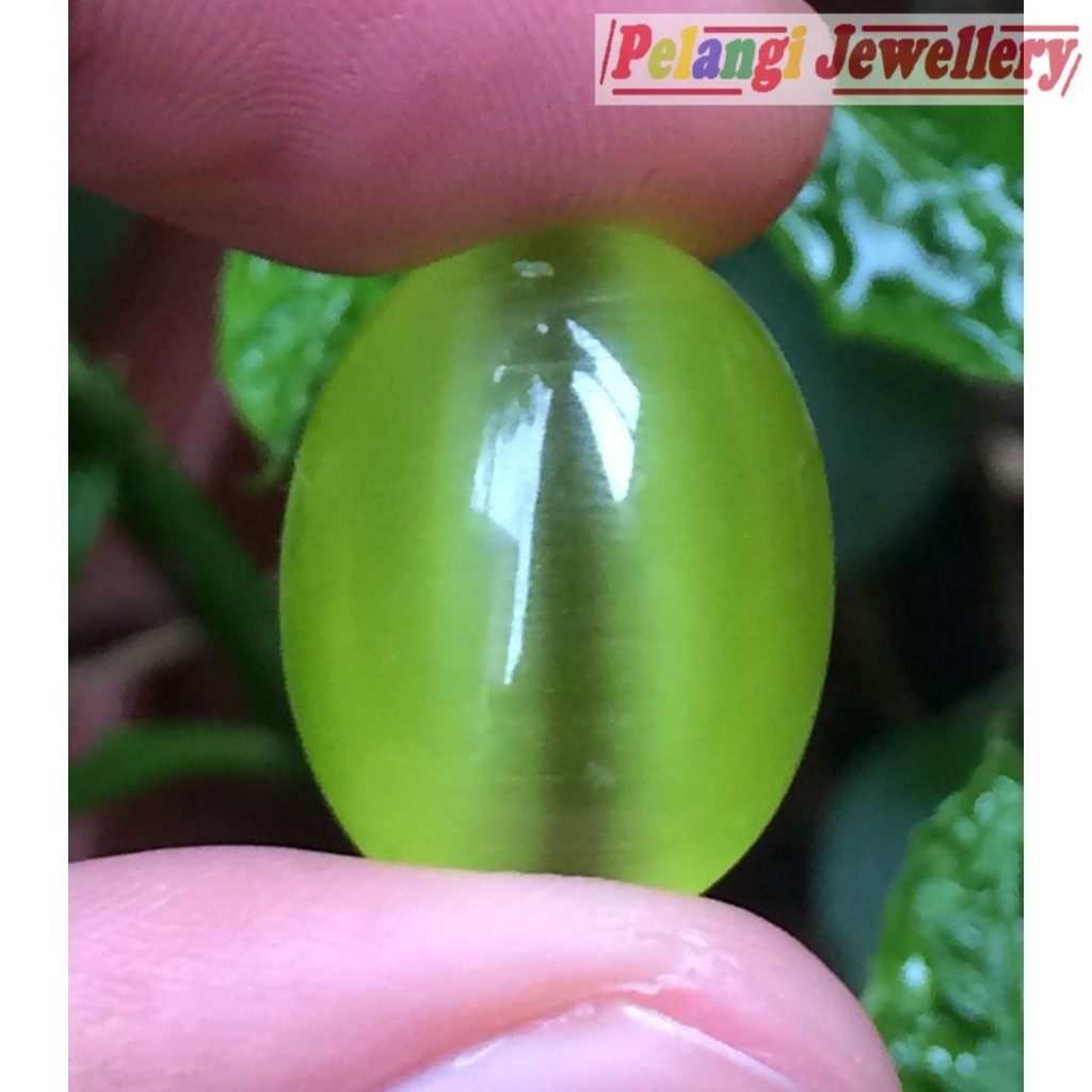 Batu Akik Cat Eye Hijau Belimbing HQ