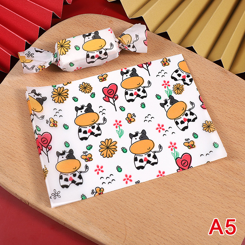 

100Pcs DIY Handmade New Style Thick Xmas Party Gift Nougat Candy Packaging Oil Paper Milk Candy Taffy Wrapper Food Package