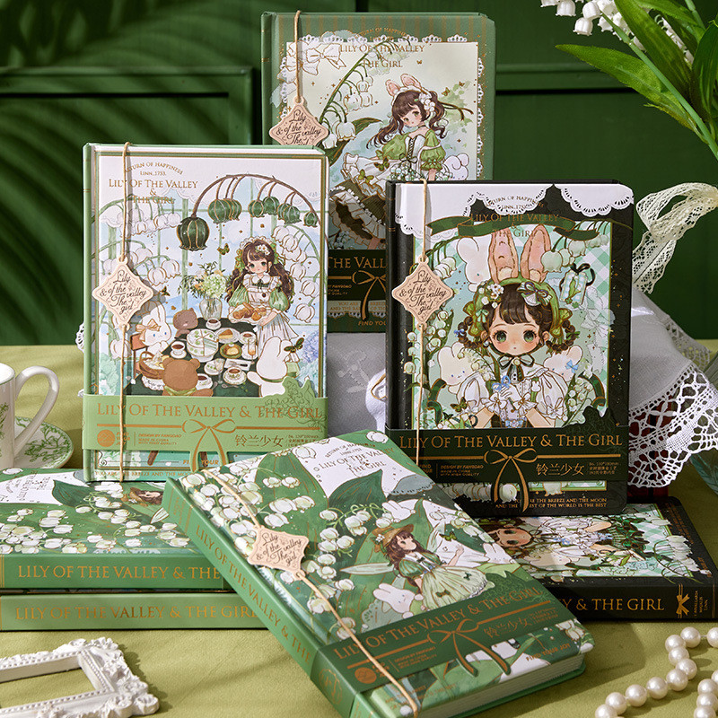 

（Lily Of The Valley Girl ）Hardcover Notebooks Cute Coloring Page Illustration Beautiful Diary Student Weekly Planner Notepad