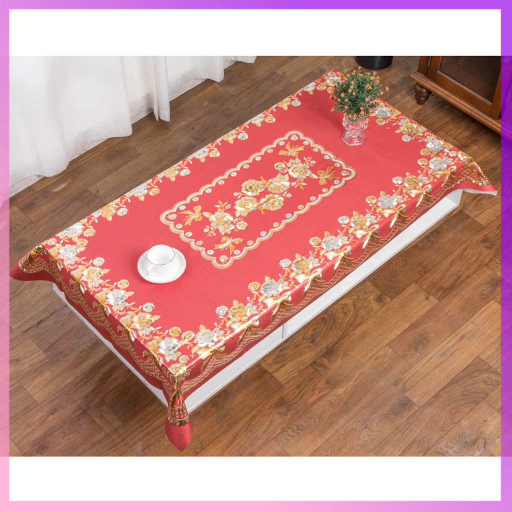 (SerbaSerbi )Alas Meja Motif Bunga Mewah Aesthetic High Qulity / Taplak Meja Ruang Tamu Motif Sultan