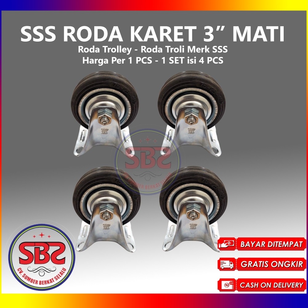 SSS Roda Karet 3inch 3" Mati - Roda Karet SSS /Roda Karet Triple S - Roda Karet Troli Trolly Etalase