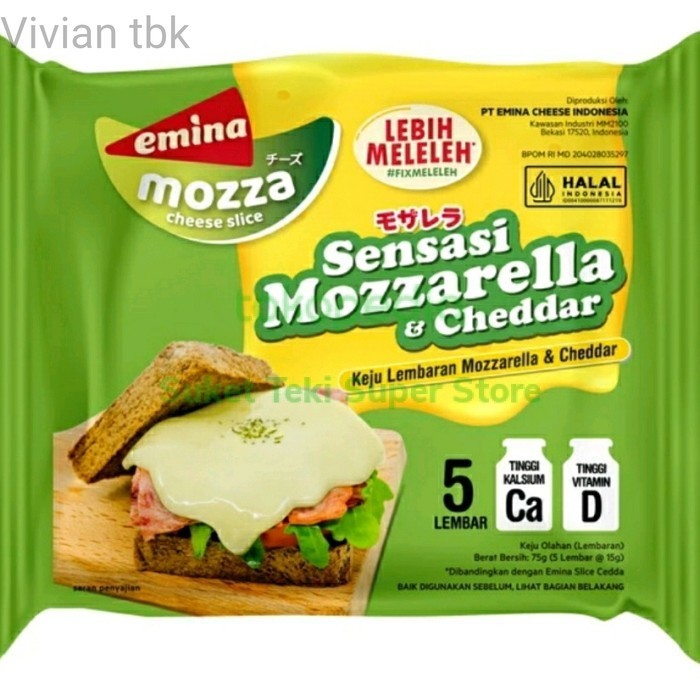 

vv Keju Mozzarella Slice Lembaran Emina 5 pcs 75gr