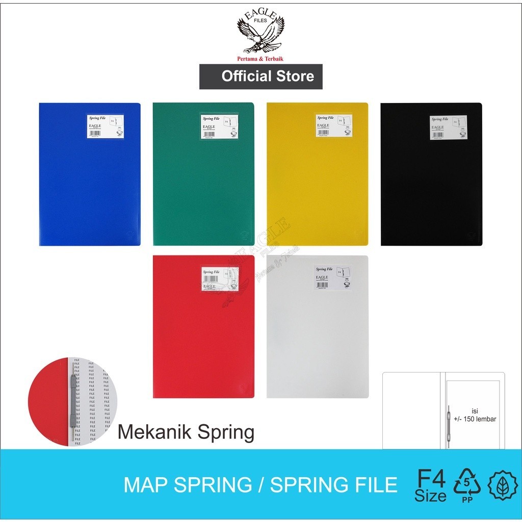 

EAGLE Map Spring / Spring File / Map Plastik Snelhecter F4 (Folio) Isi 6 Pcs