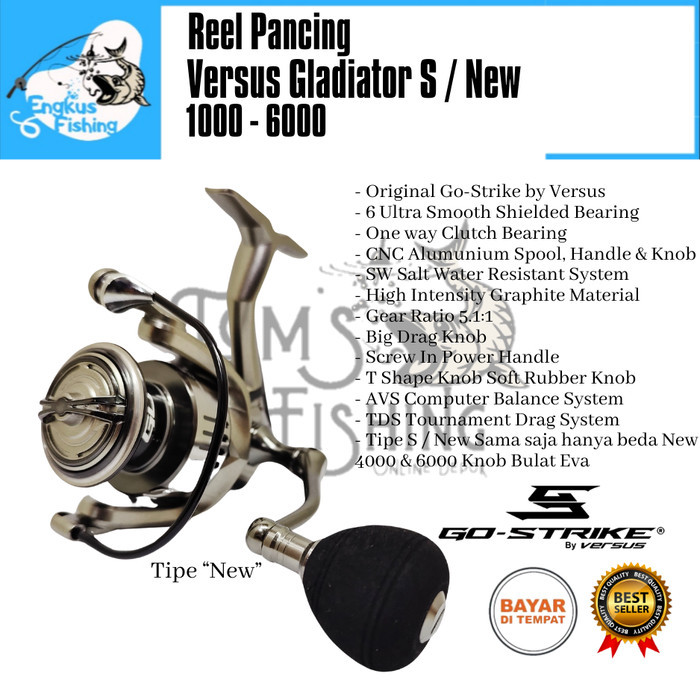 Reel Pancing Go-Strike Versus Gladiator S 1000 - 6000 (6 Seal Bearing) - 4000