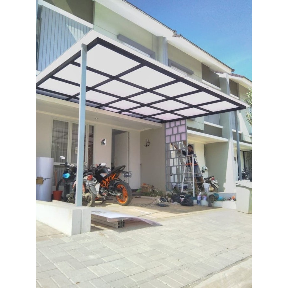 Kanopi Alderon/Polycarbonate - Rangka Besi Hollow (per meter persegi)