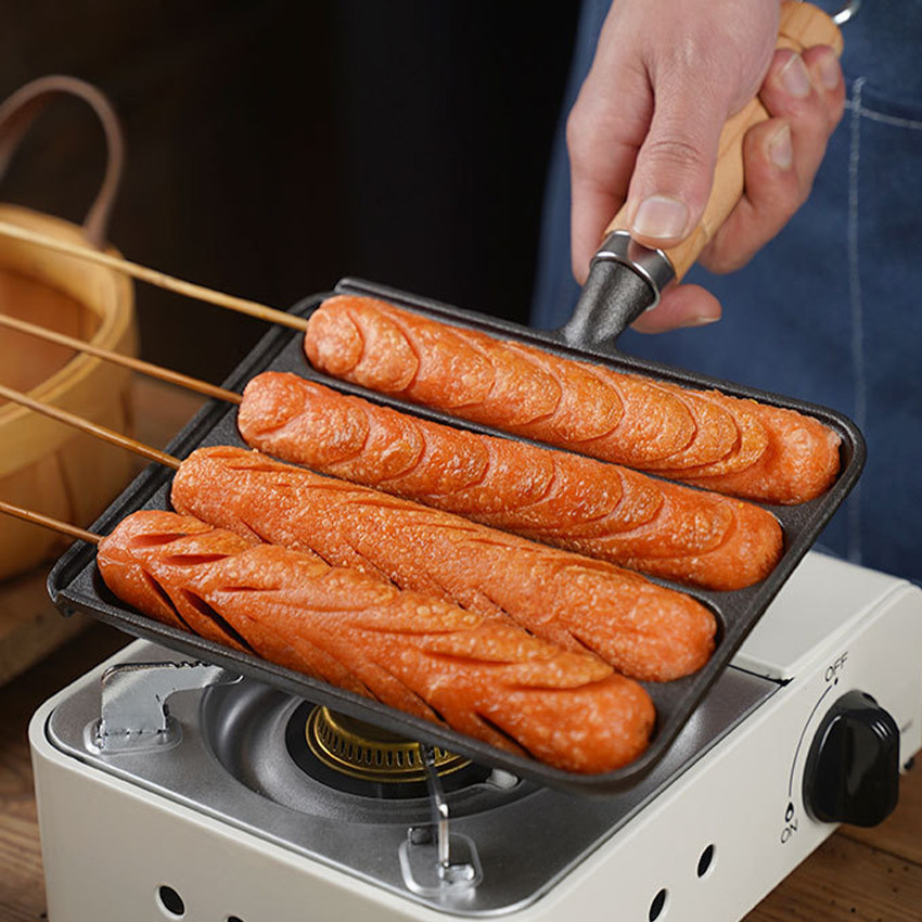 Panci Panggangan Sosis BBQ Grill Panggang Hot Dog Teflon Anti Lengket