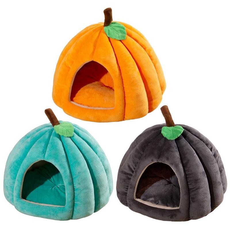 

Halloween Cat Bed Comfortable Pumpkin Shaped Pet Kitten Cave Bed Furniture Bags And Travel Supplies For Home Pet Products