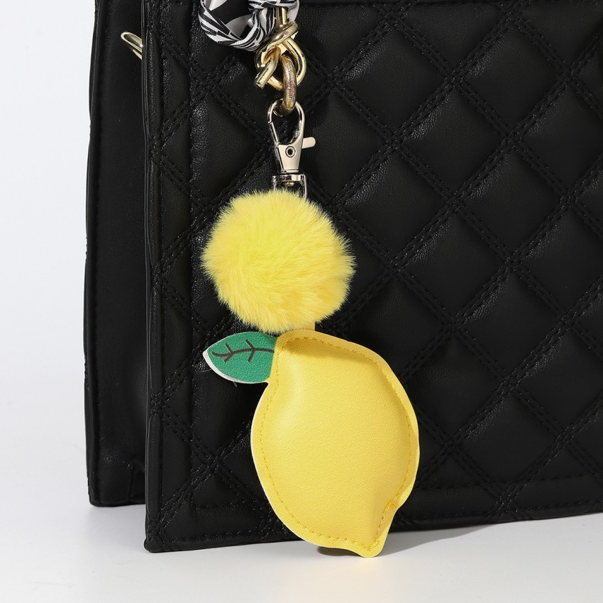 

Lemon Keychain Charm Hot Selling Fruit Shaped PU Leather Women's Bag Anti Loss Phone Case Accessories Small and Fresh Keychains