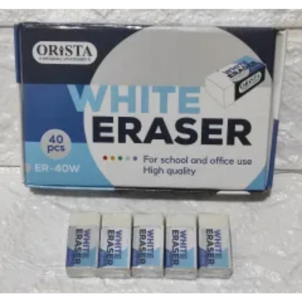 

Peng Hapus Pencil Orista White Eraser Putih/Hitam 1pak isi 40pcs 451g