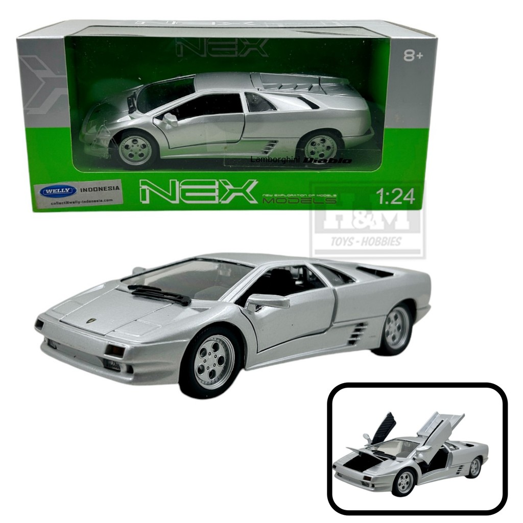 Welly NEX 1:24 Lamborghini Diablo Silver - Diecast