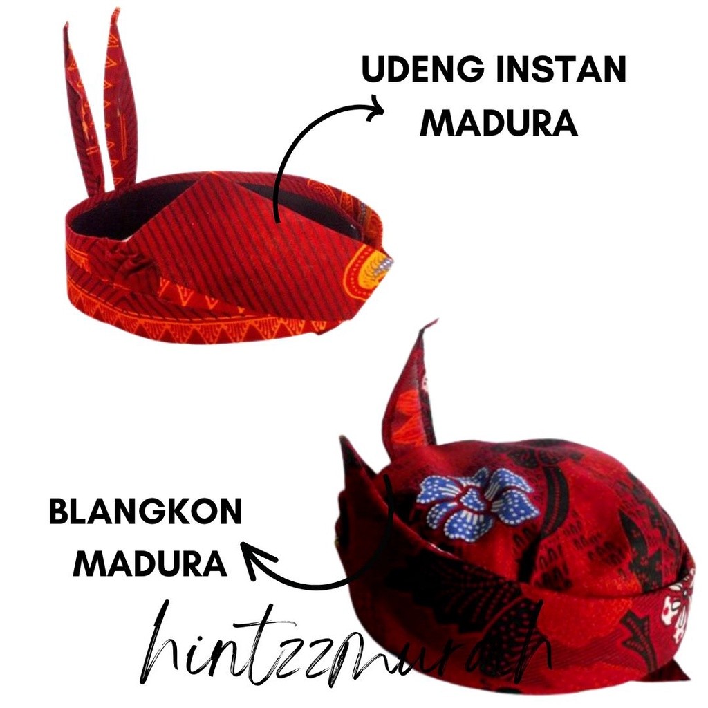 Udeng Instan Siap Pakai Khas Madura / Udeng Sakera / Blangkon Merah Madura Jawa Timur / Udeng Cak Su