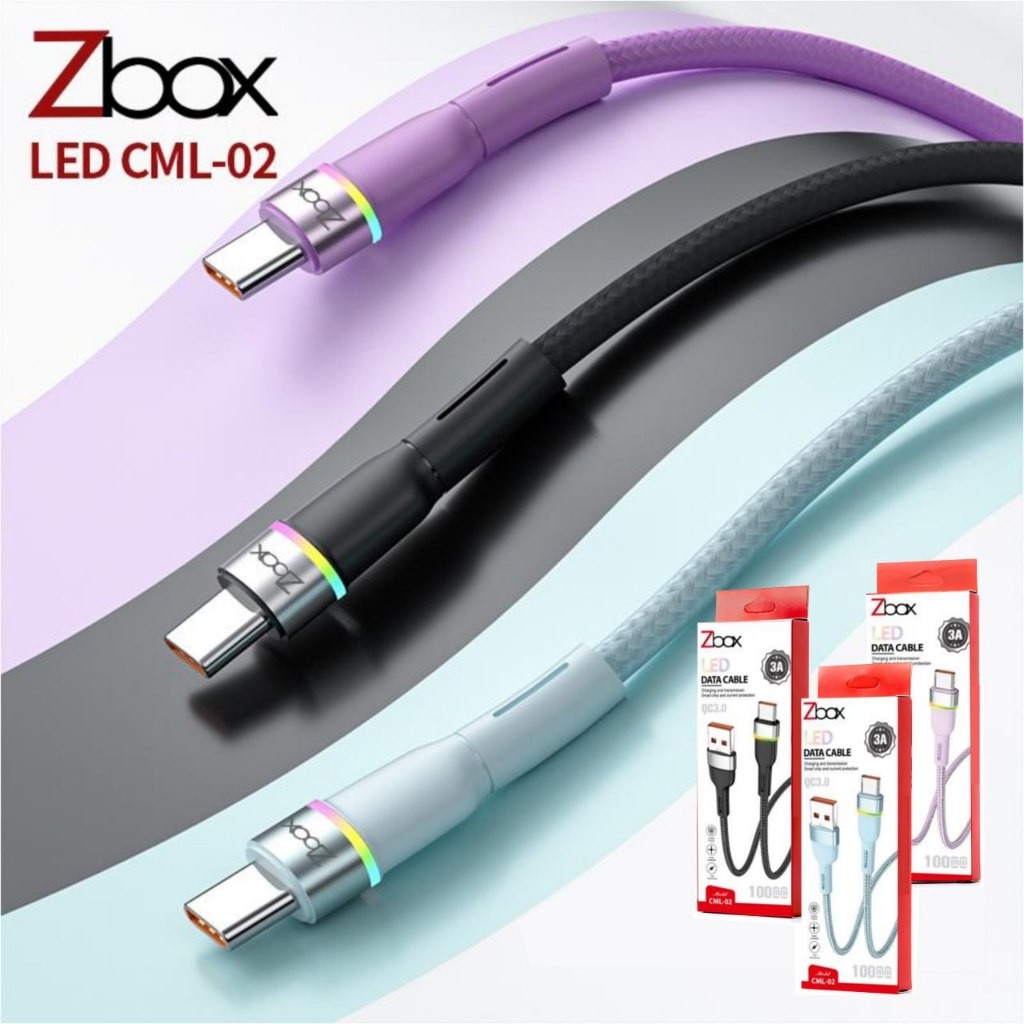 Kabel Data ZBOX CML-02 LED 3A | Micro | Type-c | Lightning | Original Zbox | Kabel Data Zbox New