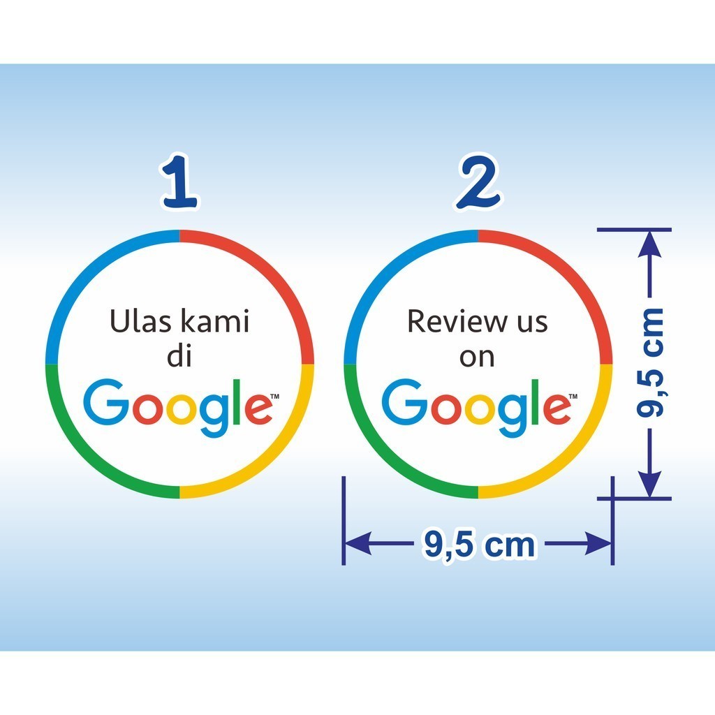 

Sticker Bundar Ulas Kami di Review us on Google stiker diameter 9,5 cm