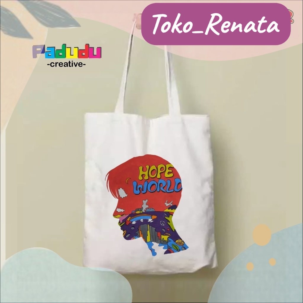 Tas Totebag Fashion Wanita Tote Bag Resleting Belanja hope world jhope Vintage Aesthetic FADHILSOUVE