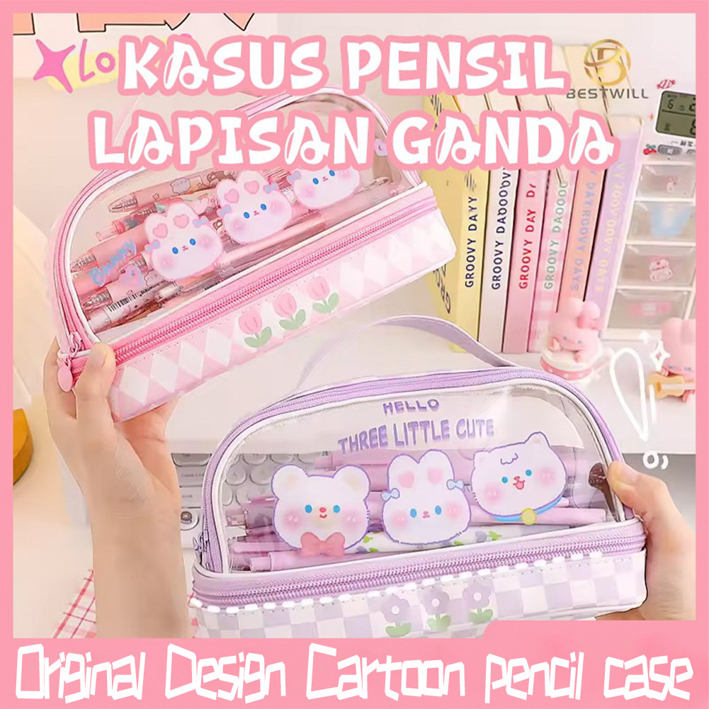 

Kartun Baru Kapasitas Pen Bag Storage Bag untuk Mahasiswa SMA Junior Portable Cute Simple Stationery Box